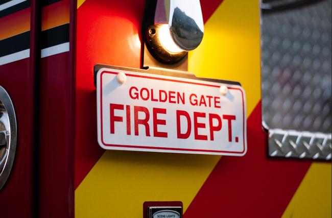 Close up of a Golden Gate Fire Truck